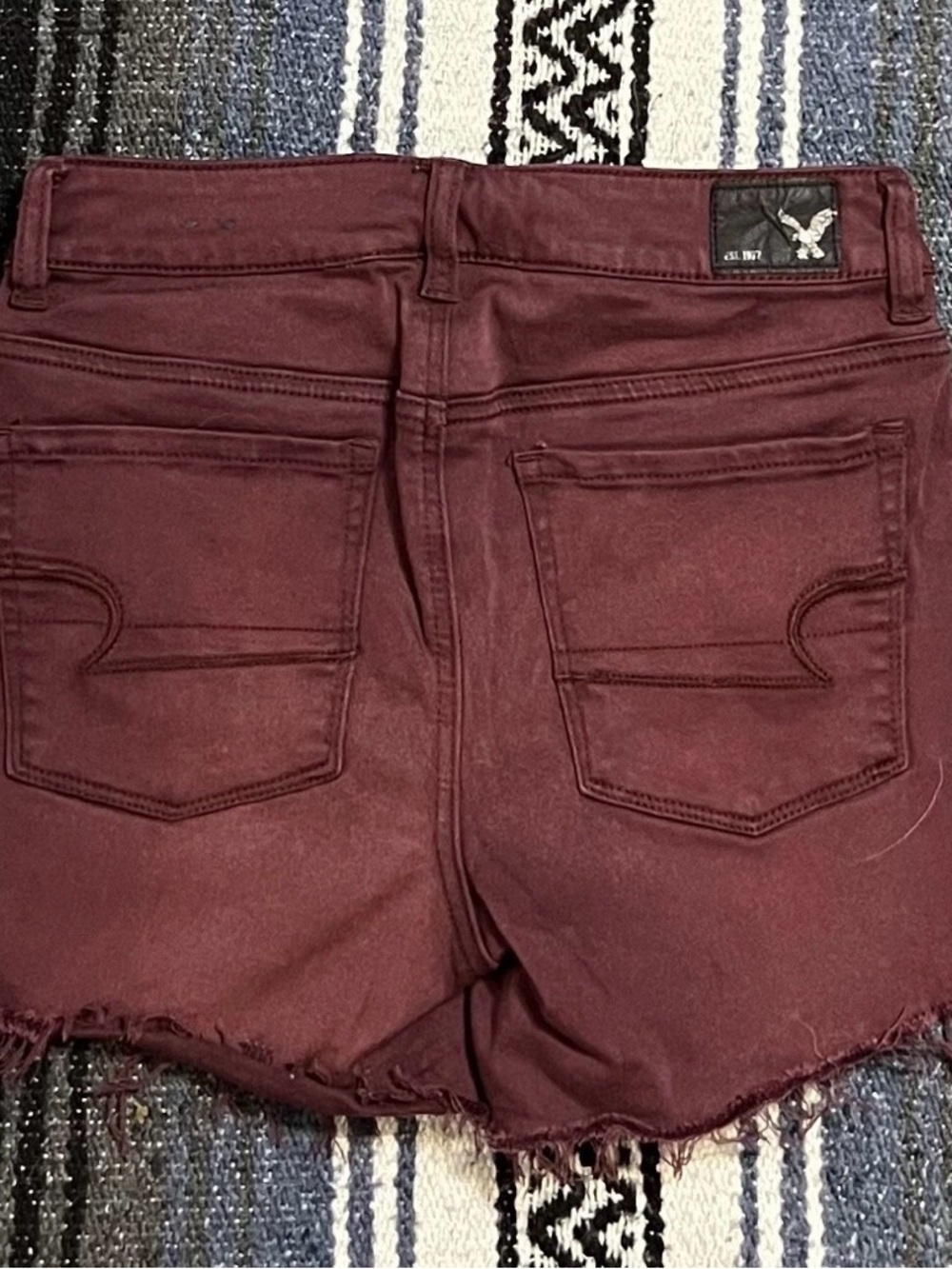 American Eagle Outfitters High-Rise Maroon Denim Shorts - Picture 2 of 6